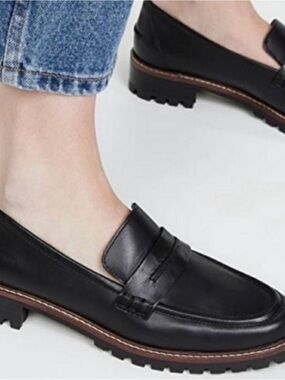 Madewell Black Leather Penny Loafers